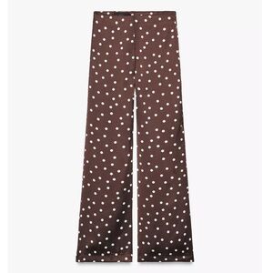 Zara Brown Polka Dot Wide-Leg Pants, size S